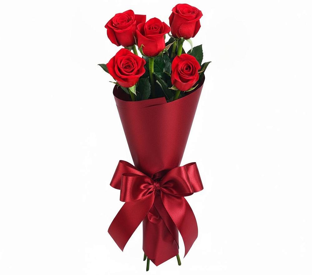 Букет 5 Красных роз Эдлесс Лав в Толстяково