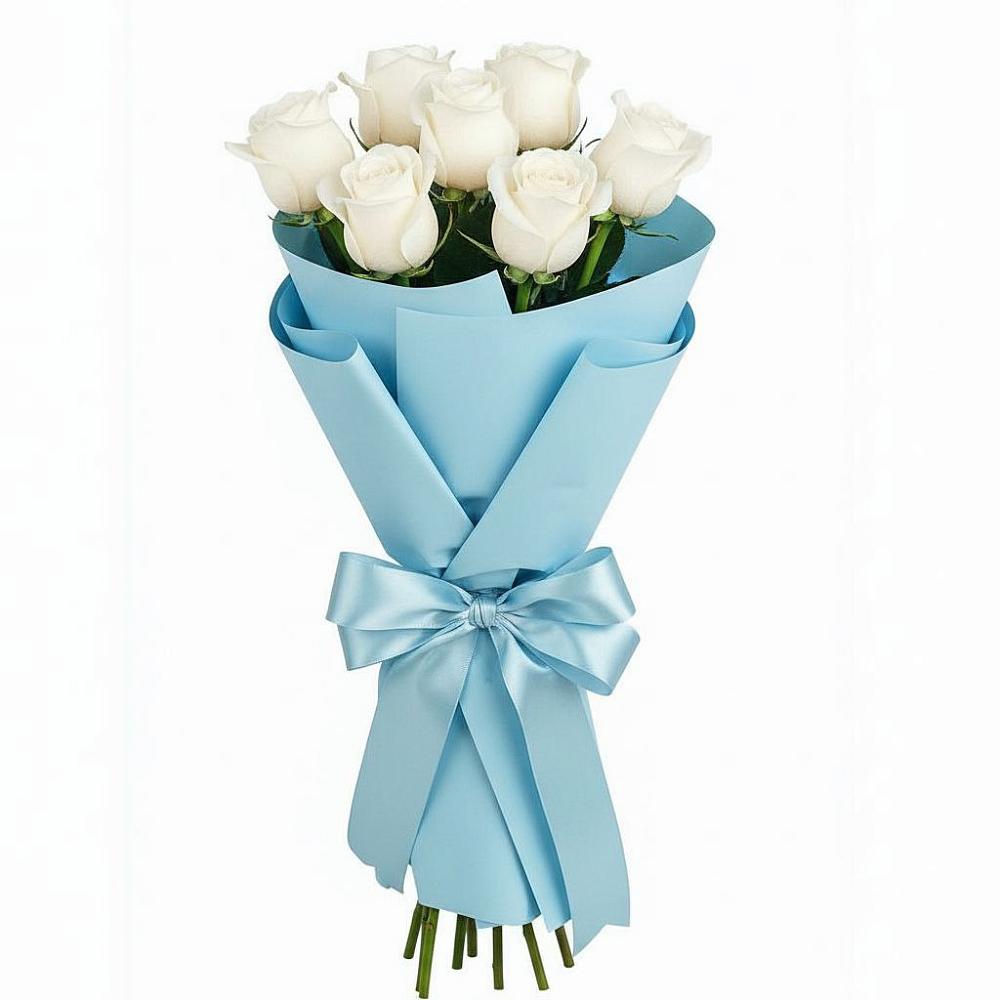 Букет 7 белых роз Проуд в Толстяково