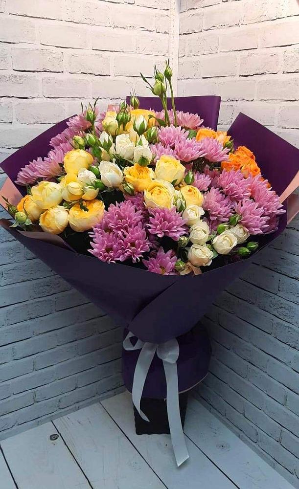 Букет цветов из: Хризантемы и Розы в Толстяково