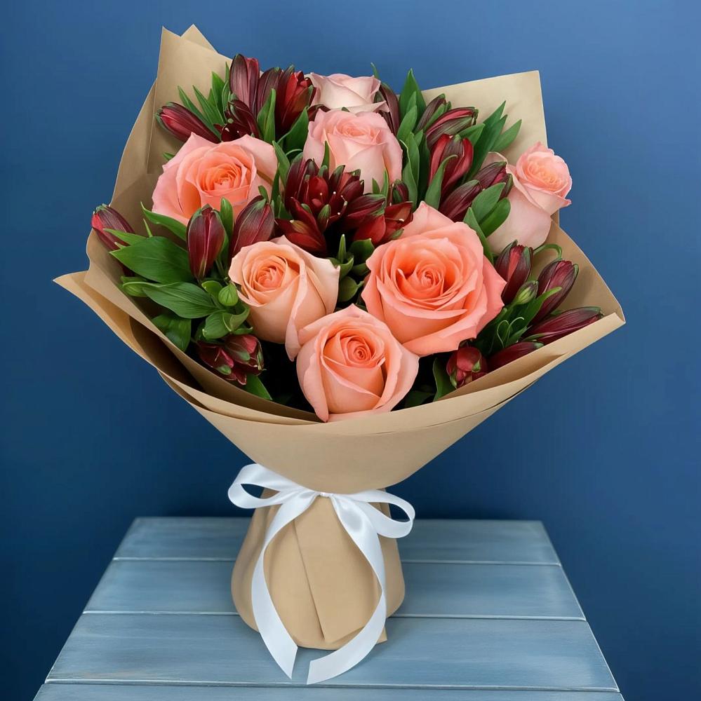 Букет цветов из: Розы и Альстромерии в Толстяково