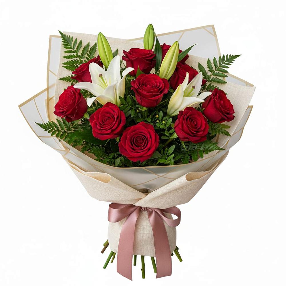 Букет цветов из: Лилии и Розы в Толстяково