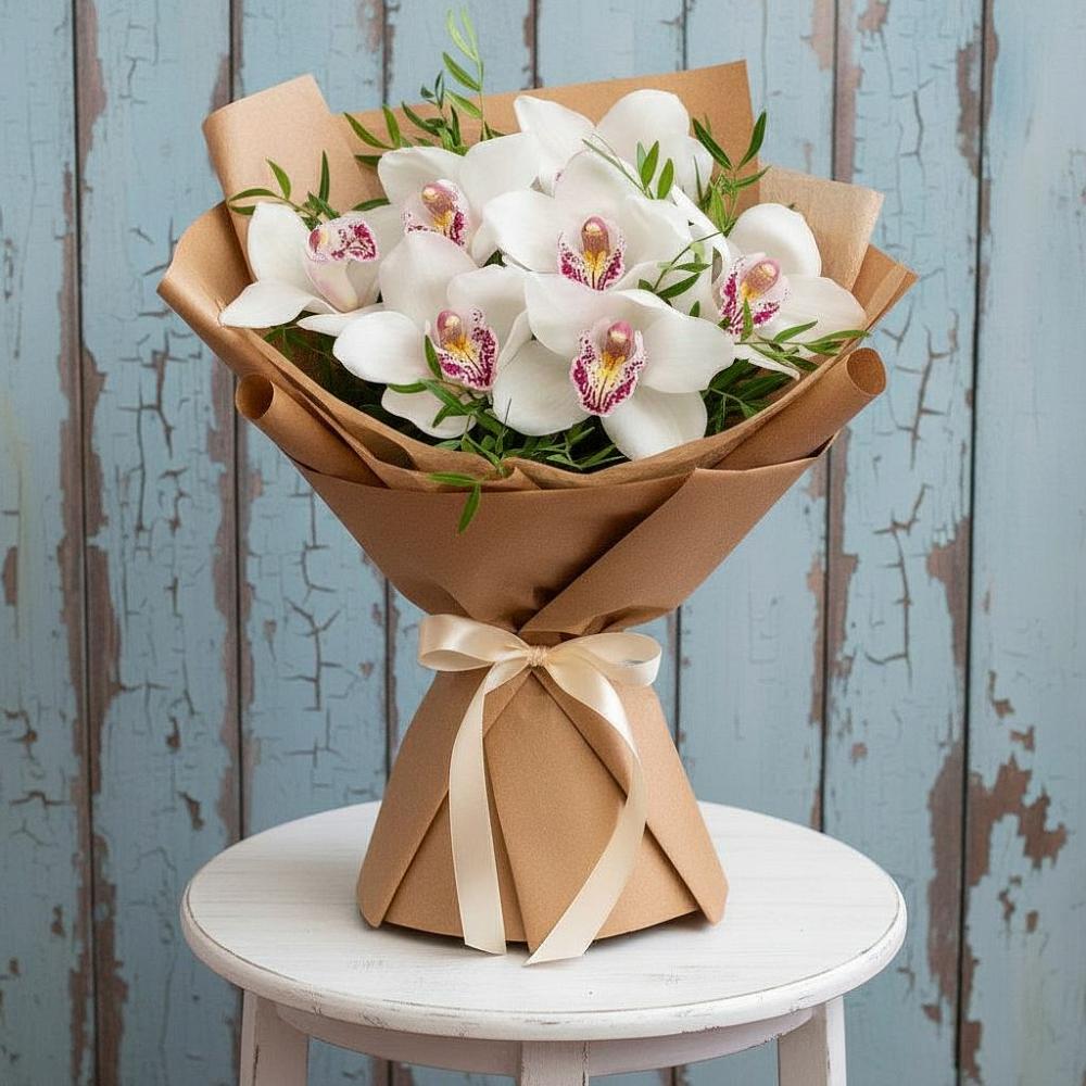 Букет цветов из: Орхидеи и Розы в Толстяково