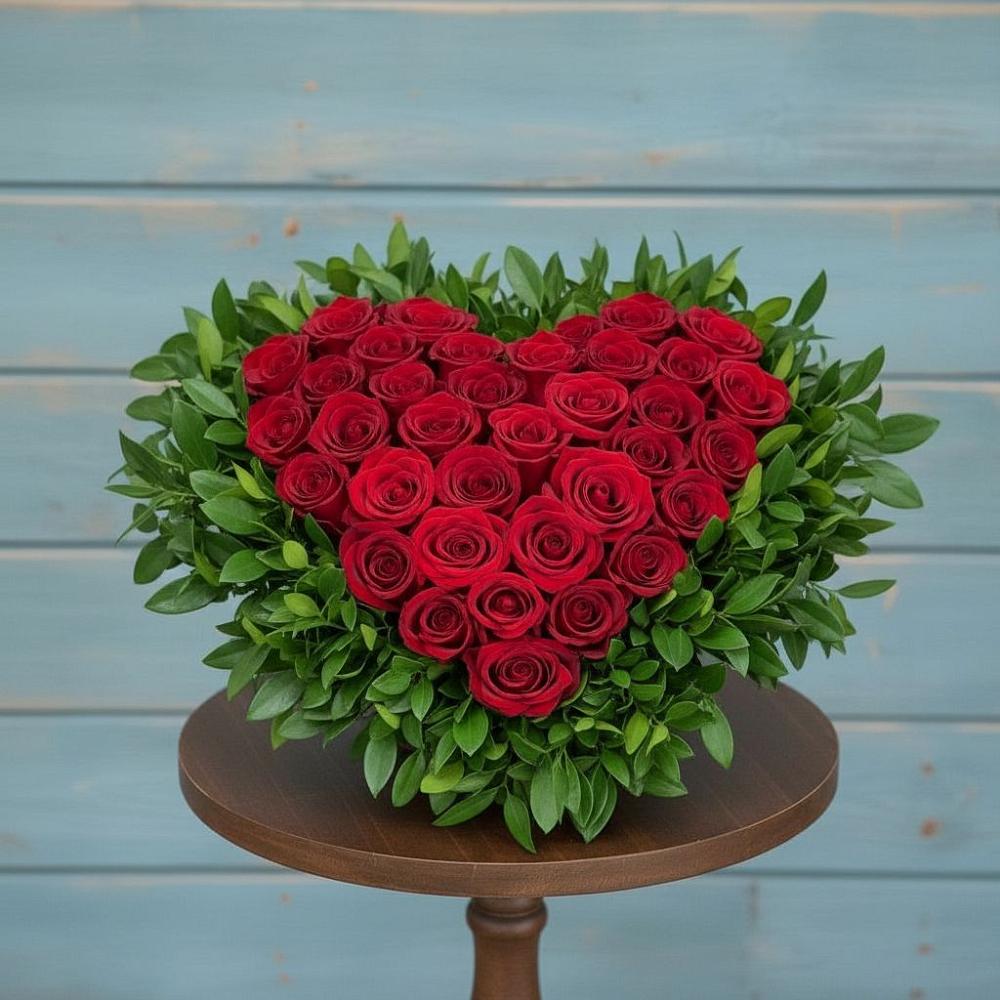 Цветочная композиция из Розы в виде сердца в Толстяково