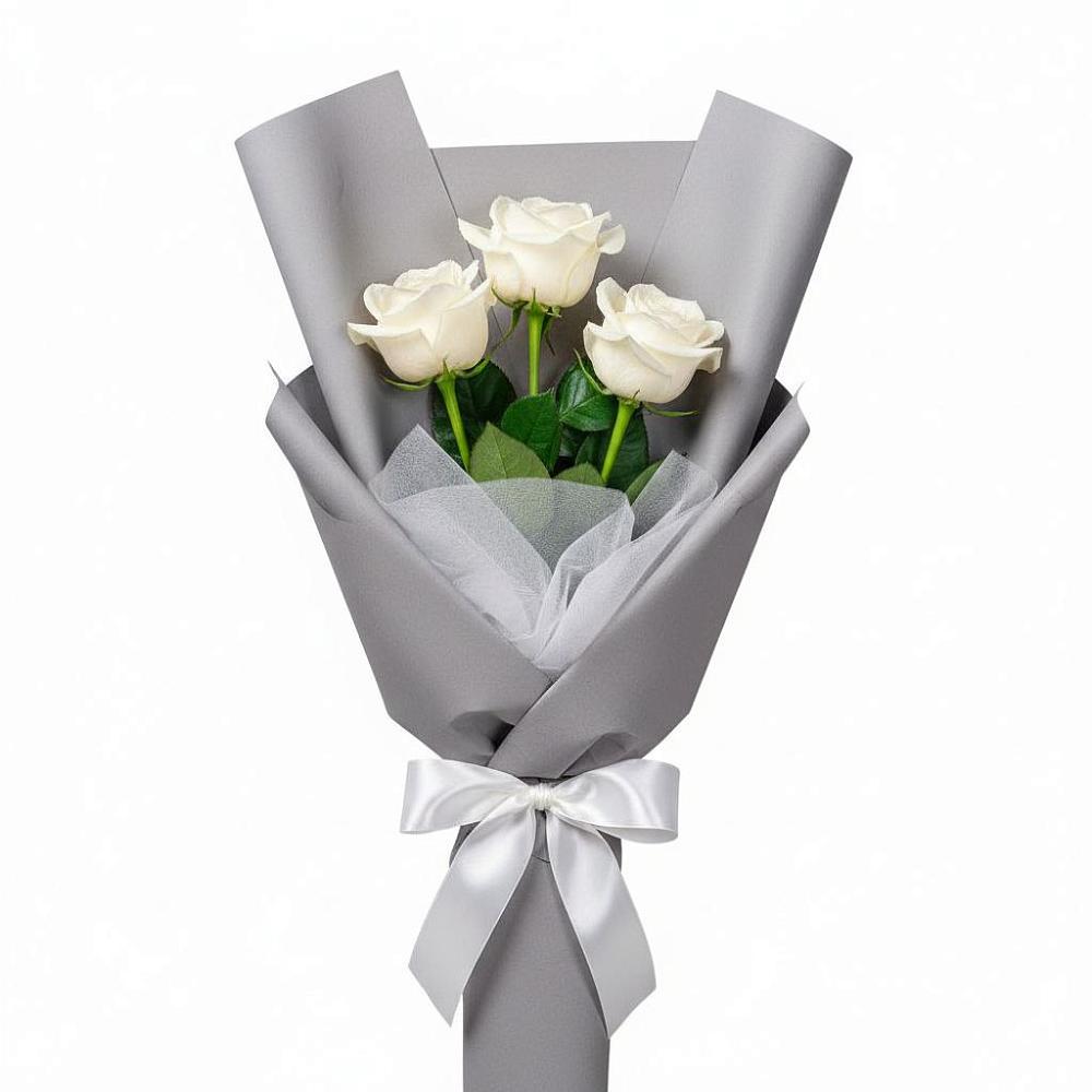 Букет 3 белые розы в Толстяково