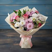 Букет цветов из:  Хризантемы, Альстромерии и Розы в Толстяково