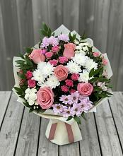 Букет цветов из:  Альстромерии, Гвоздики, Розы и Хризантемы в Толстяково