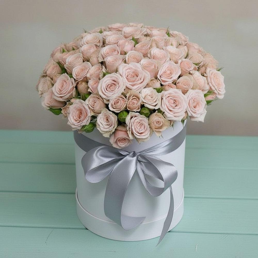 Цветочная композиция из Розы в шляпной коробке в Толстяково